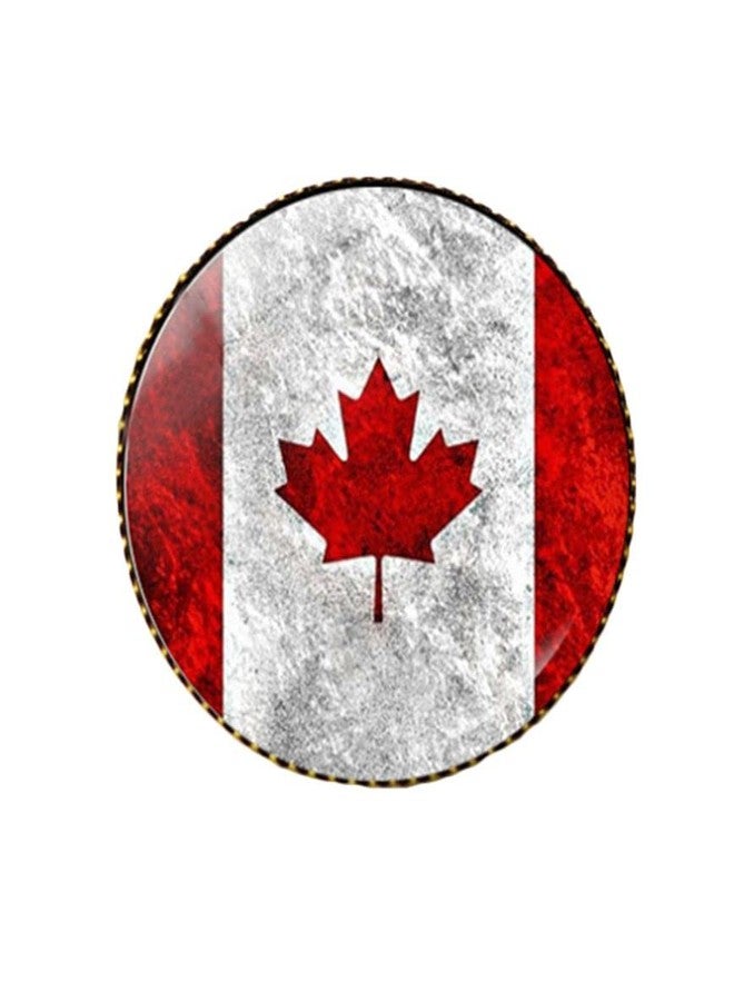 vmcoatdu Round 1 Inch Canada Flag Pin International Travel Creative Idea Brooch Metal and Glass Revivalism Style Souvenir Badge for Hat Clothes Backpack (Color B) - Image 1