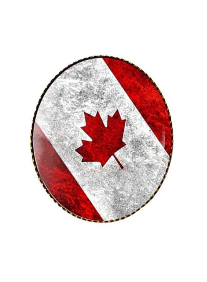 vmcoatdu Round 1 Inch Canada Flag Pin International Travel Creative Idea Brooch Metal and Glass Revivalism Style Souvenir Badge for Hat Clothes Backpack (Color B) - Image 4