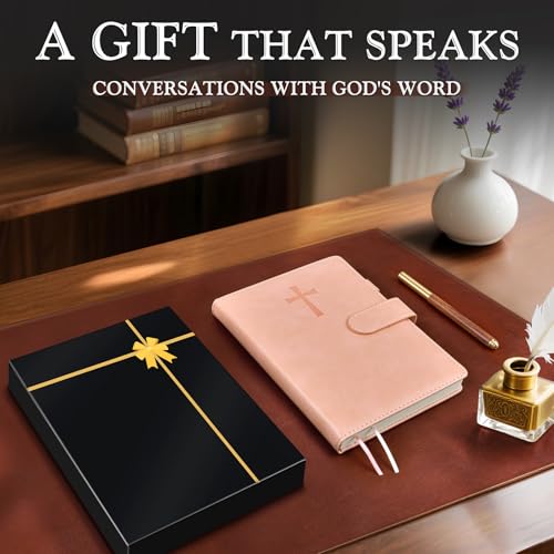 PAPEJOON Leather Christian Bible Journal for Women Men, Prayer Journal for Scripture Study & Daily Devotional, Undated Church Notes Notebook, Jesus Religious Faith Gifts for Pastor, Graduation, Baptism, Pink - Image 3