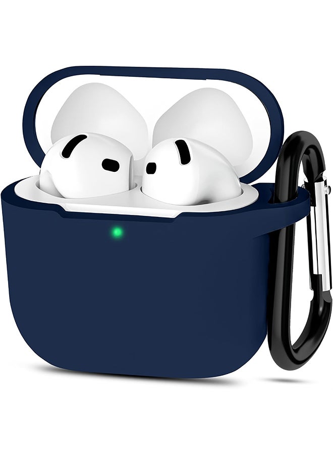 O Ozone For AirPods 4 Silicone Case Cover (2024) ,Full Body Protective Shock-Resistant Silicone Case Cover With Carabiner For Men & Women- Midnight Blue - Image 1