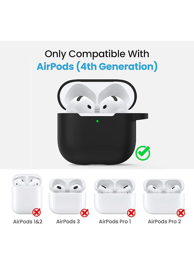 O Ozone For AirPods 4 Silicone Case Cover (2024) ,Full Body Protective Shock-Resistant Silicone Case Cover With Carabiner For Men & Women- Midnight Blue - Image 2