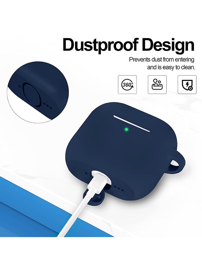 O Ozone For AirPods 4 Silicone Case Cover (2024) ,Full Body Protective Shock-Resistant Silicone Case Cover With Carabiner For Men & Women- Midnight Blue - Image 5