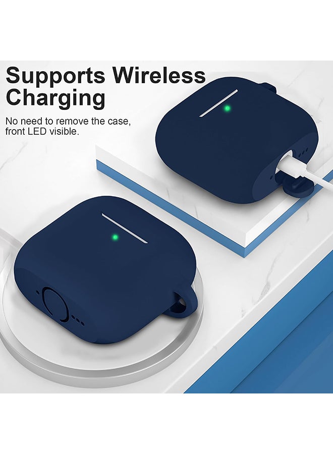 O Ozone For AirPods 4 Silicone Case Cover (2024) ,Full Body Protective Shock-Resistant Silicone Case Cover With Carabiner For Men & Women- Midnight Blue - Image 4