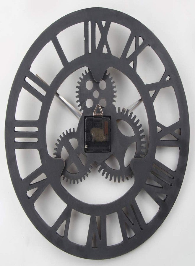 Timelike Large 3D Retro Wall Clock, Silent Non-Ticking Wooden Gear Wall Clock Rustic Vintage Quartz Clocks for Home Living Room Decoration (Bronze-Roman Numbers, 18 Inch) - Image 5