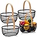 Maxcheck 4 Pcs Oval Metal Wire Storage Basket with Handle Hanging Harvest Basket for Gathering Vegetables Multi - Image 2