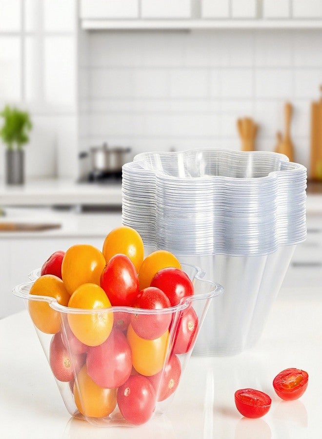 TOFLEN 17 oz Clear Plastic Bowls, 50 Pack Flower Shaped Disposable Hard Plastic Party Bowls for Ice Cream, Dessert, Salad, Fruit, Parfait, Snack - Image 5