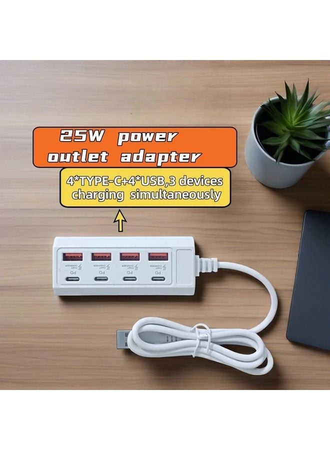 8 Port 25W Fast Charger With 4 USB A And 4 Type C PD Ports For Laptop Tablet - Image 2