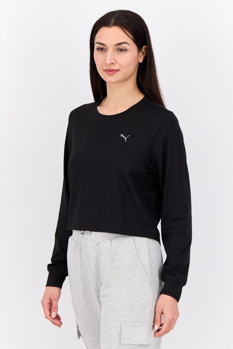 PUMA سويت شيرت رياضي نسائي بأكمام طويلة، أسود - Image 2