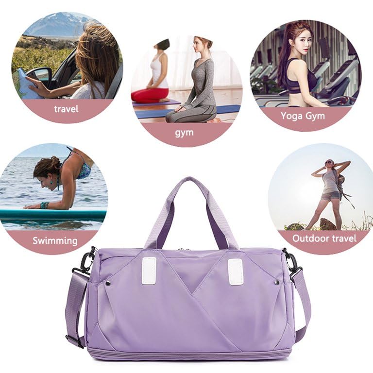 Handcuffs Duffle Bag for Men & Women | Waterproof Gym Bag with Shoe Compartment, Adjustable Shoulder Strap & Wet Pockets | Travel | Workout | Overnight & Weekend Duffel Bags | Trolley Sleeves (Purple) - Image 3