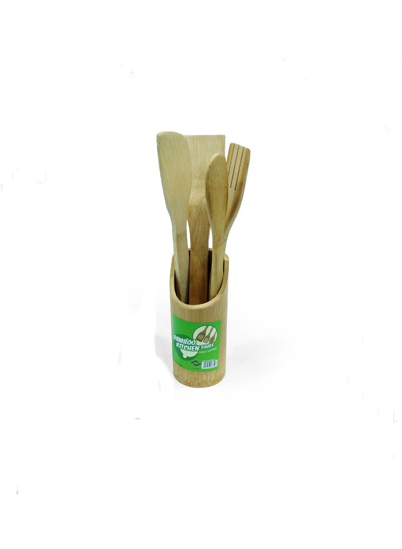 Bamboo A set of wooden cooking spoons with a base of 4 pieces