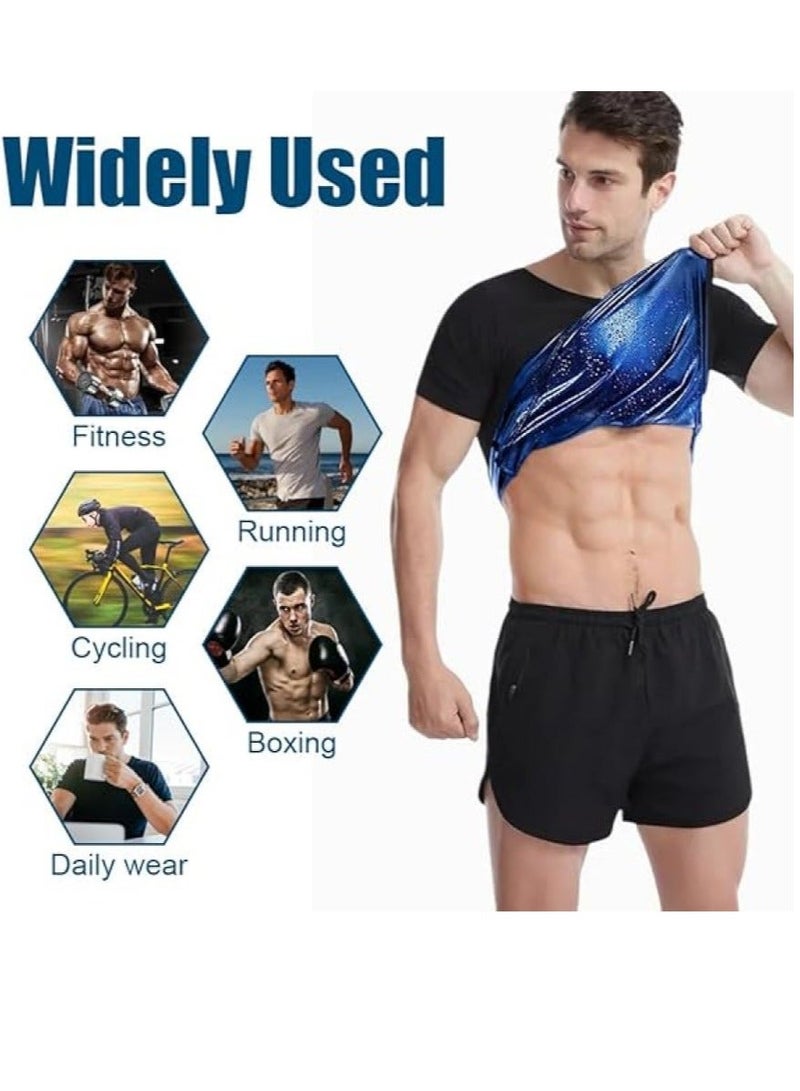 رات سو بدلة ساونا للرجال لتعرق - قميص مدرب الخصر - سترة ضغط للرجال - ملابس رياضية للصالة الرياضية - معزز التعرق - سترة قصيرة الأكمام - مشكل الجسم لفقدان الوزن - للرياضة والتدريب - Image 2