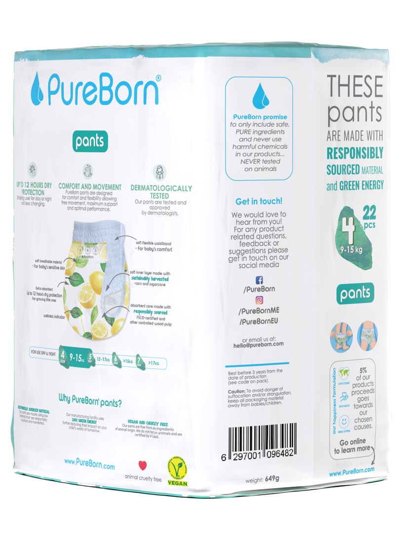 PureBorn حفاضات بولو أب حجم 4 - 22 قطعة - Image 4