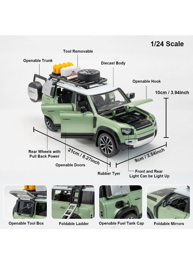 حديقة الألعاب نموذج سيارة من سبائك معدنية بمقياس 1:24 مع 6 أبواب قابلة للفتح وأضواء وموسيقى، مركبة مصبوبة قابلة للتجميع، نموذج عرض هدية للمراهقين وعشاق السيارات باللون الأخضر - Image 5