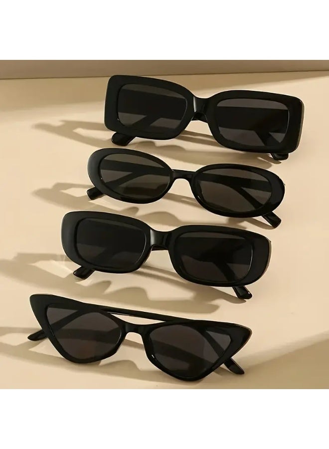 Goolsky 4pcs Women's Cat-Eye - Classic Black Decorative Eyewear with Lightweight Plastic Hinges, Fashionable Non- Glasses for Casual Outings, & Daily Use (Includes eyeglass case),sunglasses - Image 1