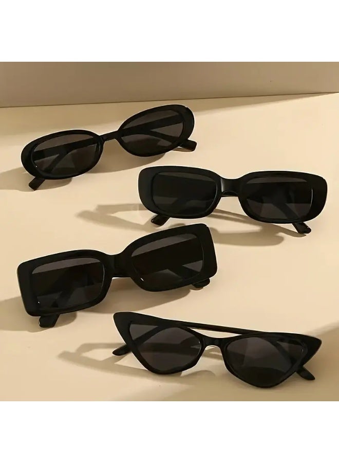 Goolsky 4pcs Women's Cat-Eye - Classic Black Decorative Eyewear with Lightweight Plastic Hinges, Fashionable Non- Glasses for Casual Outings, & Daily Use (Includes eyeglass case),sunglasses - Image 3