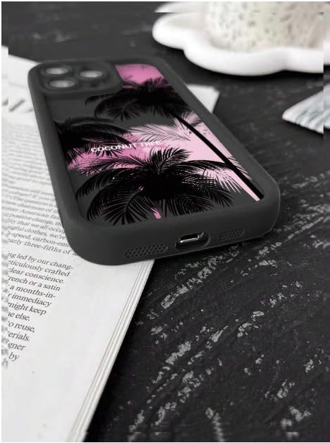 COVERLY Coconut Palm Tree Back Case Cover for iPhone 15 | Hot 3D Goa Vibes Beach Cute Design | Lens Protection | Soft TPU Silicone Fashion Aesthetic Printed Cover for Girls & Women (Black, Shockproof) - Image 3