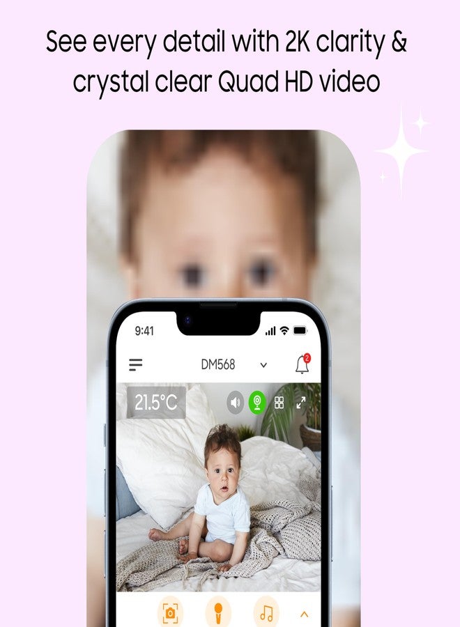 CHILLAX DM568 Video Baby Monitor - 2K QHD Baby Monitor with Camera and Audio w/Remote Pan‑Tilt‑Zoom, 5″ 720p Color Screen, Auto Dimming LED, Night Light & Sleep Trainer, Wi‑Fi/Non‑Wi‑Fi Viewing - Image 2
