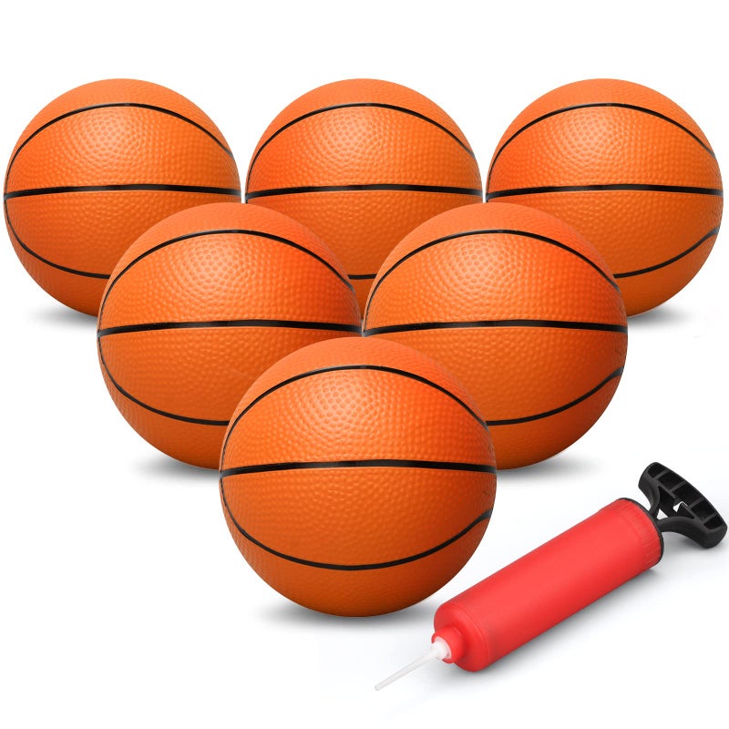 Dilabnba 6 Mini Orange Basketballs for Basketball Hoop Over The Door Kids Replacement Bouncy Beach Balls for Pool Indoor Outdoor Basketballs Sport Game Gift for Boy Girl 6 PCS - Image 3
