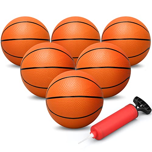 Dilabnba 6 Mini Orange Basketballs for Basketball Hoop Over The Door Kids Replacement Bouncy Beach Balls for Pool Indoor Outdoor Basketballs Sport Game Gift for Boy Girl 6 PCS - Image 1