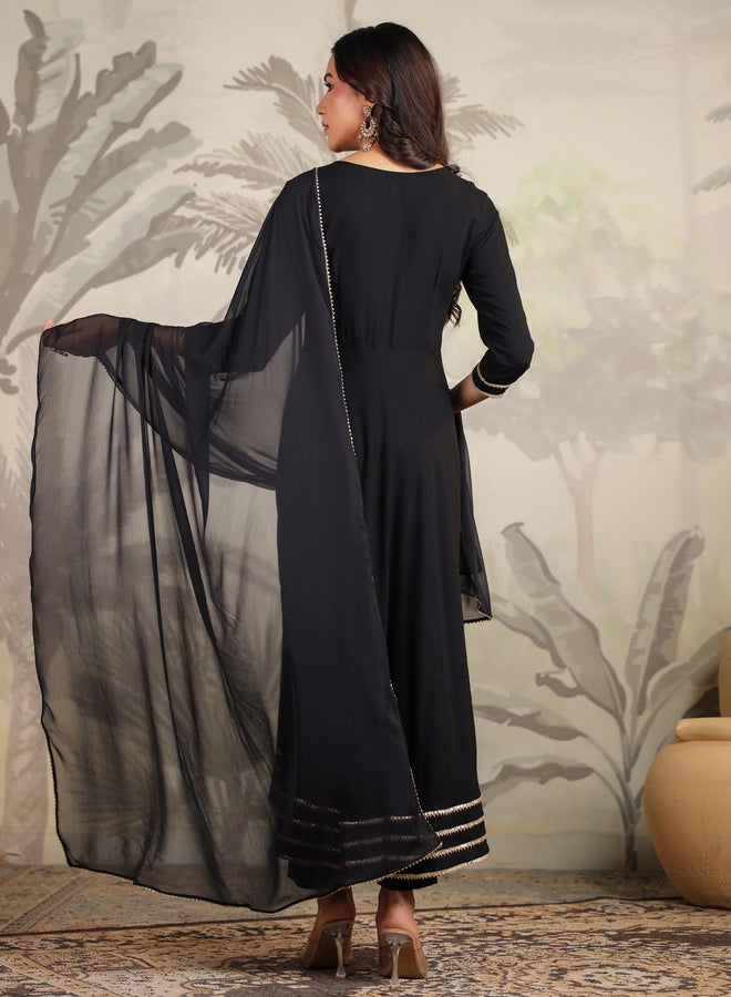 Janasya Embroidered Anarkali Kurta with Dupatta Set - Image 5