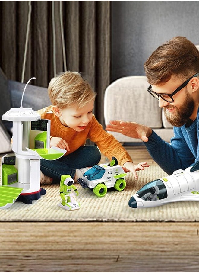 Garlo - 4-in-1 Space Toy Set: Space Shuttle, Space Capsule, Space Rover, Space Station, 3 Astronauts Figure, , Spaceship Rocket Toys for Any Interstellar Mission Adventure (4-in-1) - Image 1