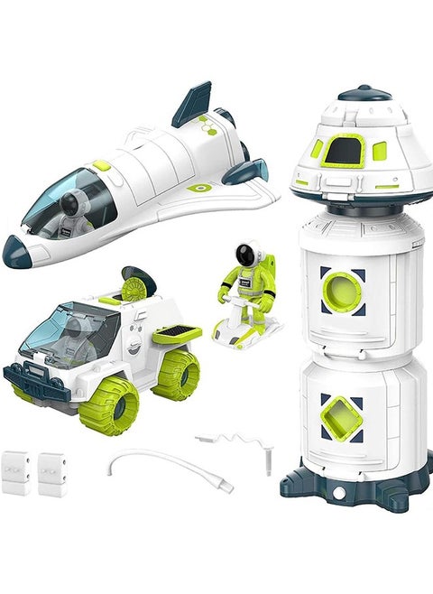 4-in-1 Space Toy Set: Space Shuttle, Space Capsule, Space Rover, Space Station, 3 Astronauts Figure, , Spaceship Rocket Toys for Any Interstellar Mission Adventure (4-in-1)