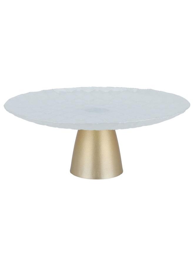 Alsaif Glass Serving Stand 32X32X12 Cm Pearly White  - Image 1
