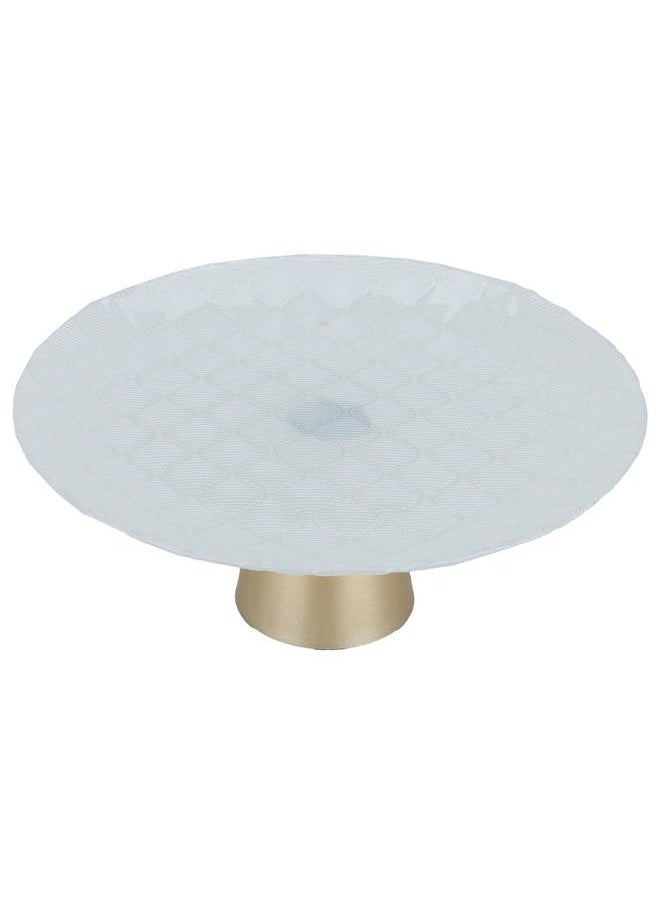 Alsaif Glass Serving Stand 32X32X12 Cm Pearly White  - Image 2