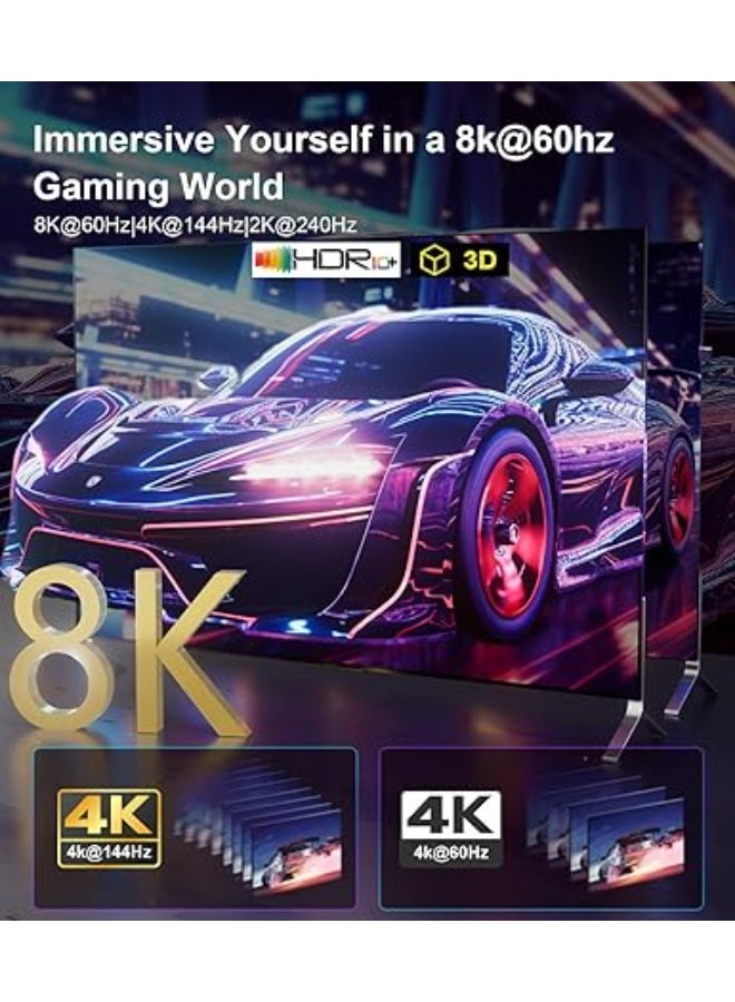 كابل HDMI 2.1 بدقة 8K بطول 20 متر – سرعة عالية 48 جيجابت/ثانية – يدعم 8K@60Hz و4K@240Hz وHDR10+ وeARC وDTS:X – مناسب للتلفزيون، الكمبيوتر، السماعات، والبث  - Image 4