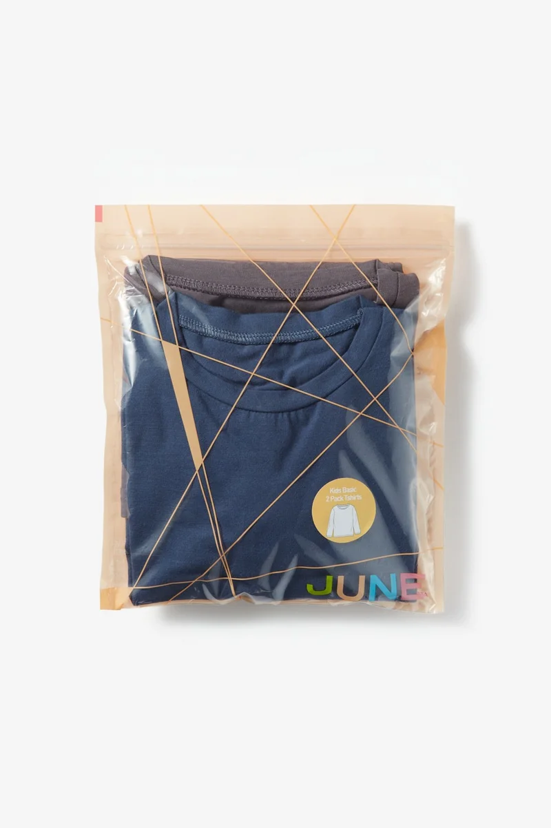 JUNE Unisex Kids Pack Long Sleeve 2-Pack Plain T-Shirt