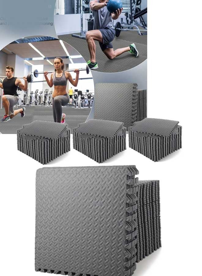 Loquat Gym Flooring Set - Interlocking EVA Soft Foam Floor Mat, Puzzle Rubber Tiles Protective Ground Surface Protection, Play Workout Exercise Mats Underlay Matting Sports Pool Home Fitness Garage - Image 1
