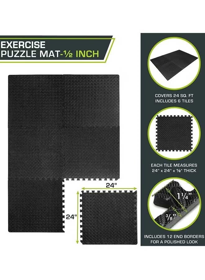 Loquat Gym Flooring Set - Interlocking EVA Soft Foam Floor Mat, Puzzle Rubber Tiles Protective Ground Surface Protection, Play Workout Exercise Mats Underlay Matting Sports Pool Home Fitness Garage - Image 3