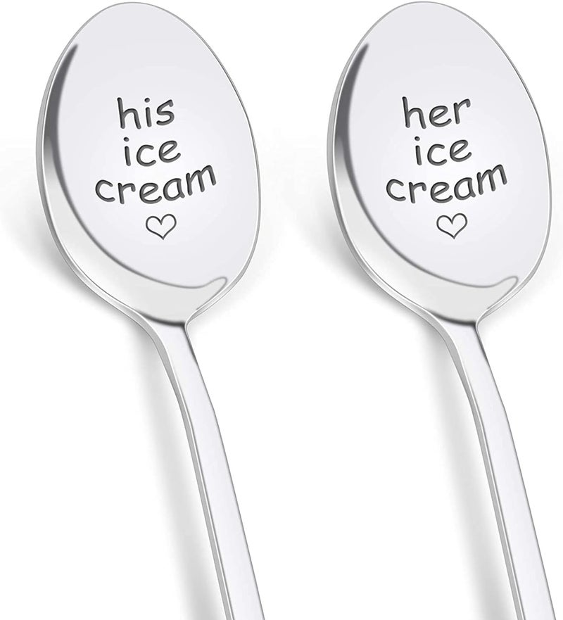 PRSTENLY Wedding Gifts for Couples 2025, 2 Pcs His and Hers Ice Cream Spoon Anniversary Engagement Gifts for Couple Him Her Boyfriend Girlfriend Graduation Christmas Birthday - Image 1