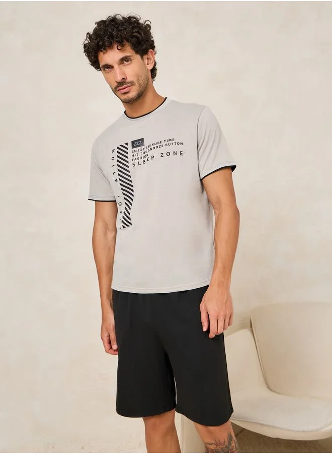 ستايلي Sleep Zone Graphic Print T-Shirt & Shorts Set