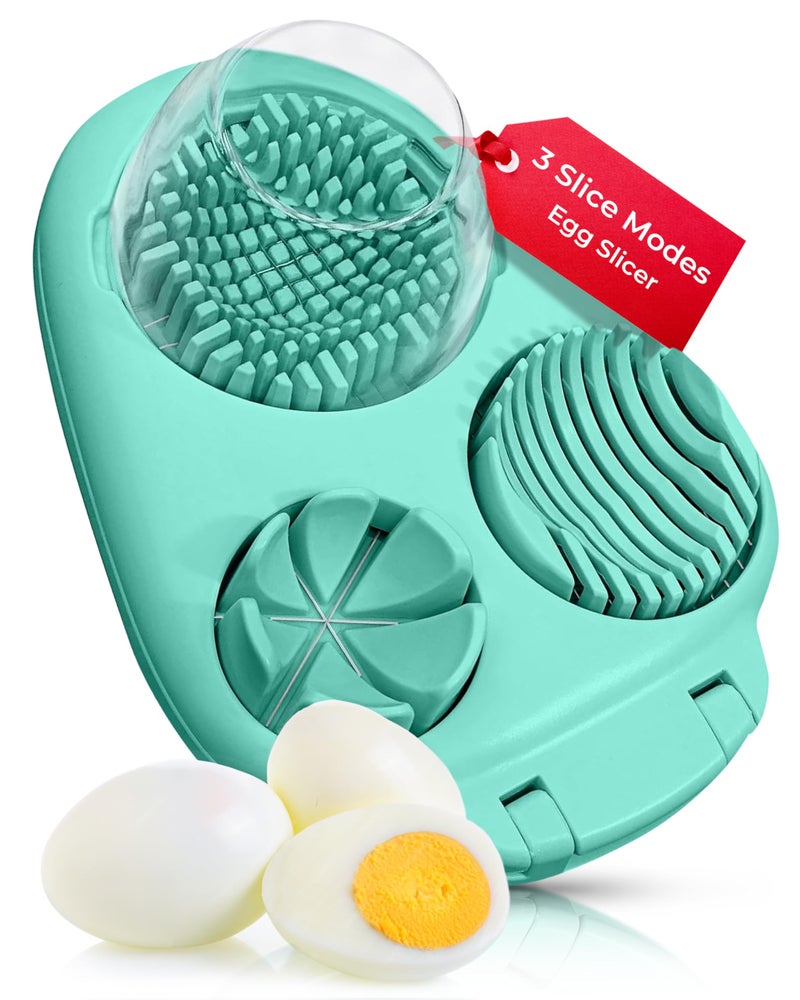 CraftyCrocodile Egg Slicer for Hard Boiled Eggs  3 Slice Modes Egg Cutter Heavy Duty Stainless Steel Dicer  Kitchen Chopper Tool for Strawberry Mushroom Grape Cherry Tomato  Mint Green