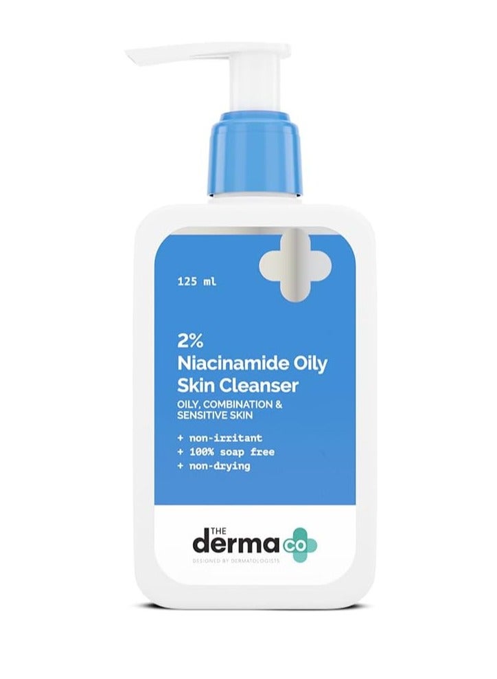 2% Niacinamide Oily Skin Cleanser for Sensitive, Oily & Combination Skin 125 ml Non-Irritant | 100% Soap-Free | Non-Drying | Gently Cleanses Makeup | With 0.1% ww Salicylic Acid