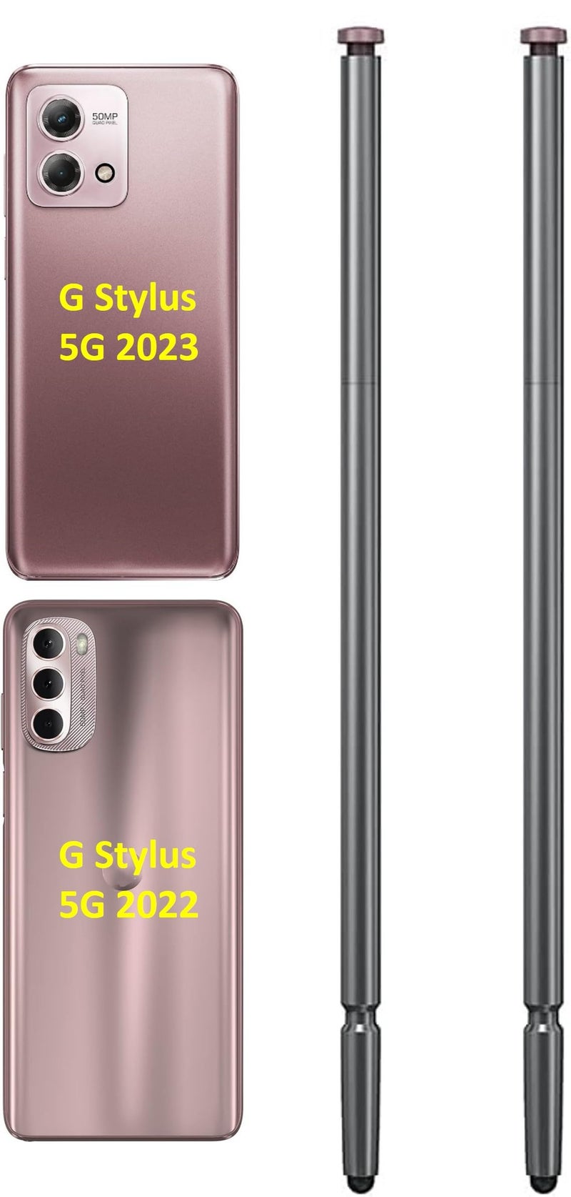 SLQ 2PCS G Stylus 5G [2023/2022] OEM Stylus Pen Replacement for Motorola Moto G Stylus 5G [2022/2023] All Veriosn Touch Screen Stylus Pen (2PCS Pen-Rose) - Image 1