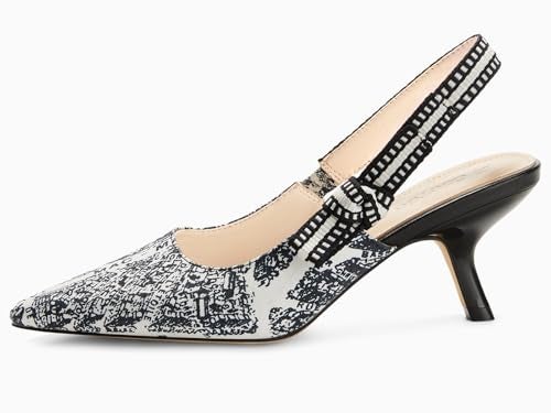 Coutgo Womens Slingback Kitten Heels Closed Pointed Toe Bowknot Knitted Slip On Work Pumps Dress Shoes - Image 4