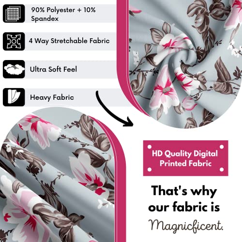 BRIDA Stretchable Floral Geometric Printed Dining Chair Seat Covers Elastic Chair Seat Case Protector, Slipcovers (Grey Pink, 6 Seat Cover) - Image 4