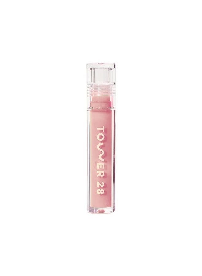 TOWER 28 ShineOn Milky Lip Jelly, OAT | Non-Sticky, Vegan Lip Gloss in Milky Peachy Pink | Apricot and Raspberry Seed Oil | Moisturizing, Clean, Cruelty Free  - Image 1