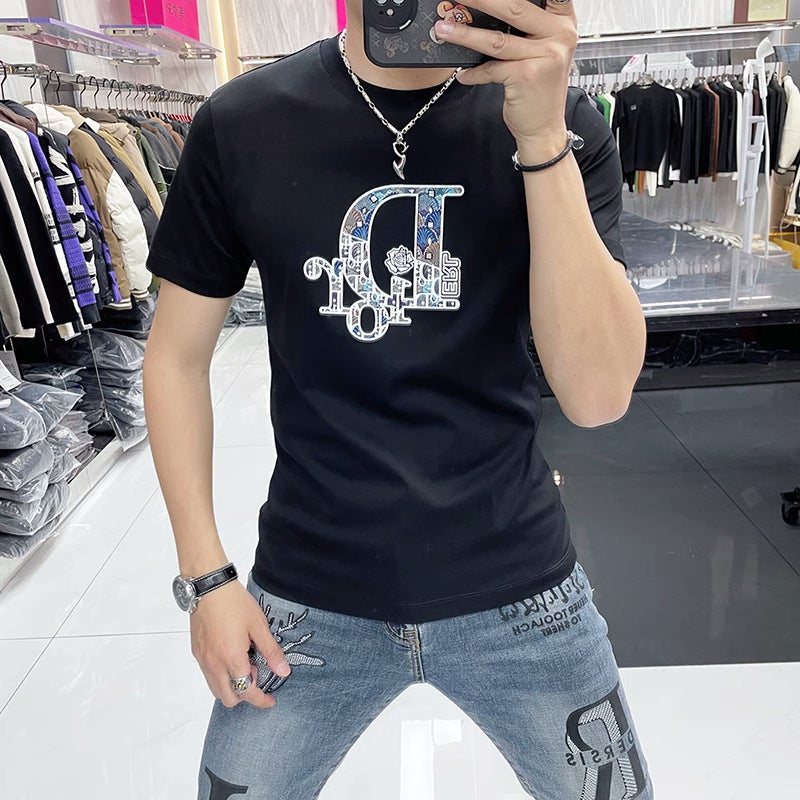 Summer New Cotton Short Sleeve Mens Tee Black  - Image 3