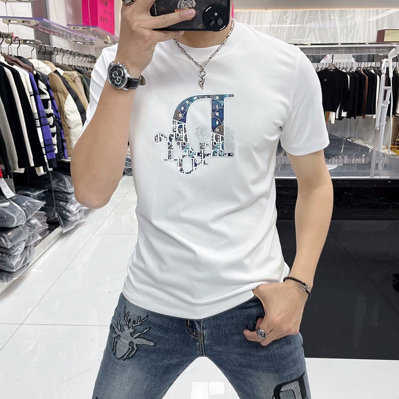 Summer New Cotton Short Sleeve Mens Tee Black  - Image 2