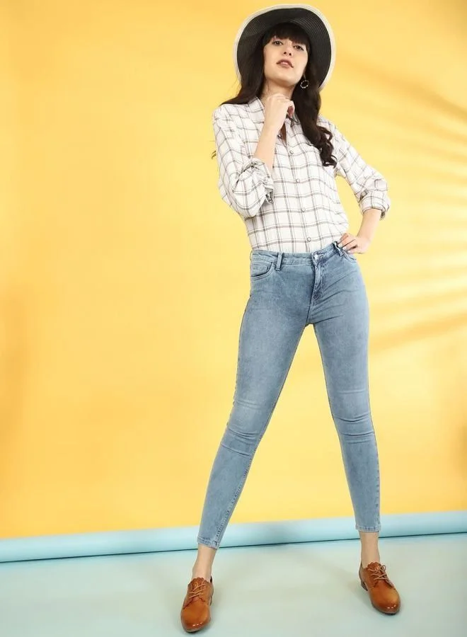 Freehand  Women Skinny Fit Solid Mid Rise Jeans  | Best Price UAE