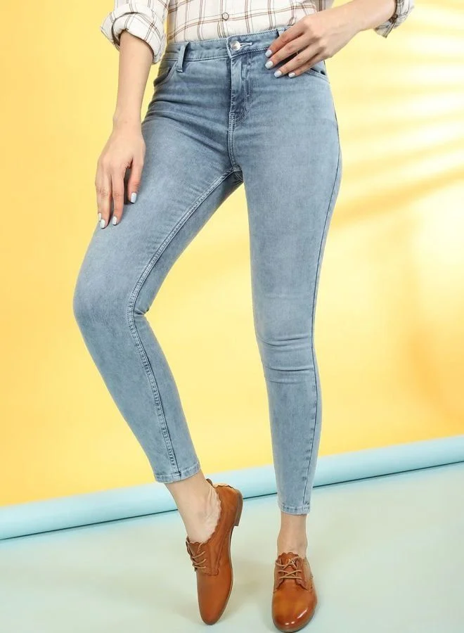 Freehand  Women Skinny Fit Solid Mid Rise Jeans  | Best Price UAE