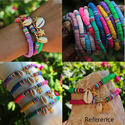 EHOPE 7800 Pcs Clay Beads for Bracelet Making，24 Colors Flat Round Polymer Clay Bead 6mm Spacer Heishi Beads with Pendant and Jump Rings Letter Bead for Bracelets Necklace Earring DIY Craft - Image 5
