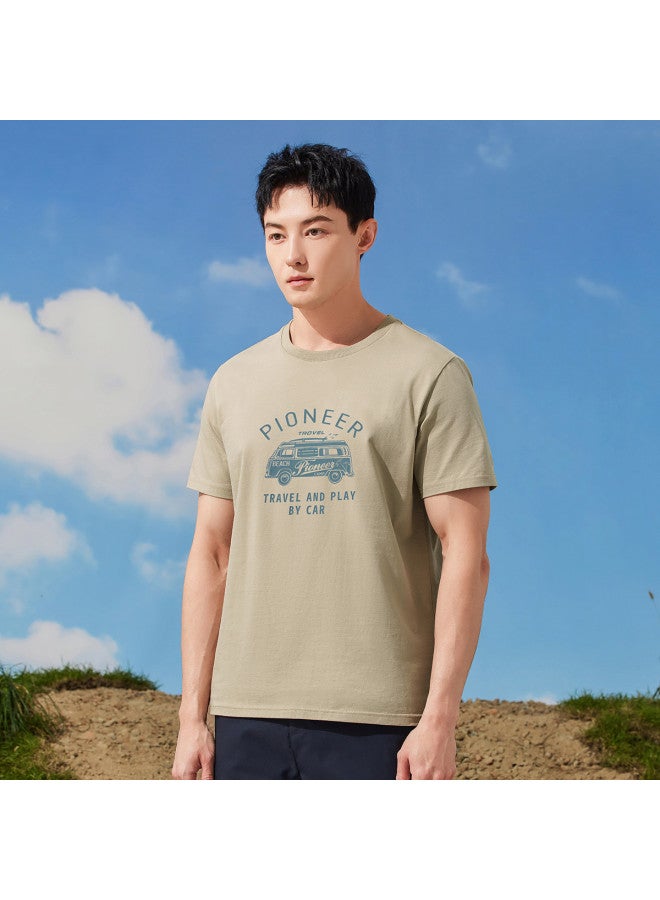 Cotton】summer Men's Trendy Letter Print Short Sleeve T-shirt - Youthful Casual Top - Image 4