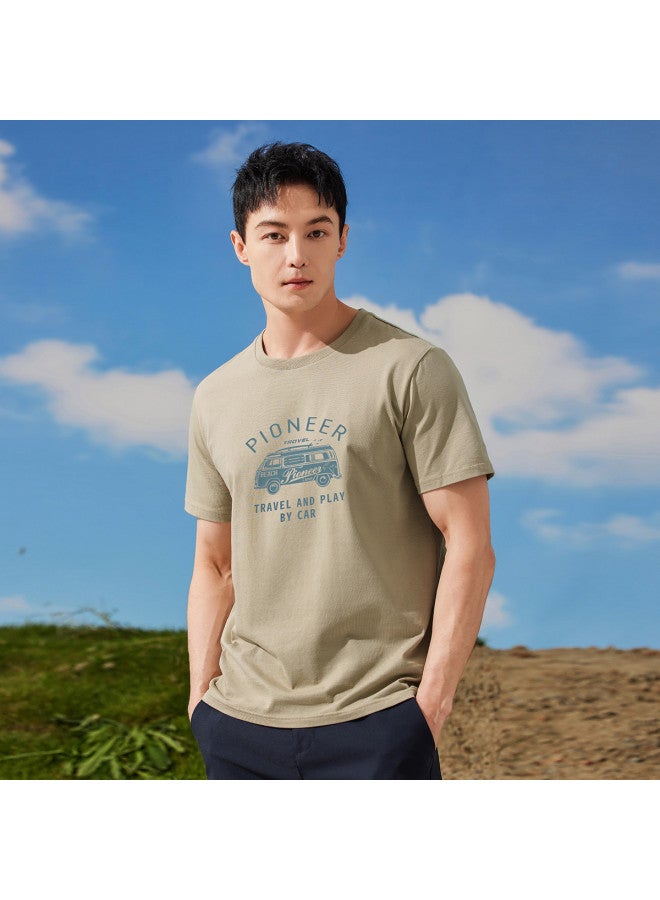 Cotton】summer Men's Trendy Letter Print Short Sleeve T-shirt - Youthful Casual Top - Image 2