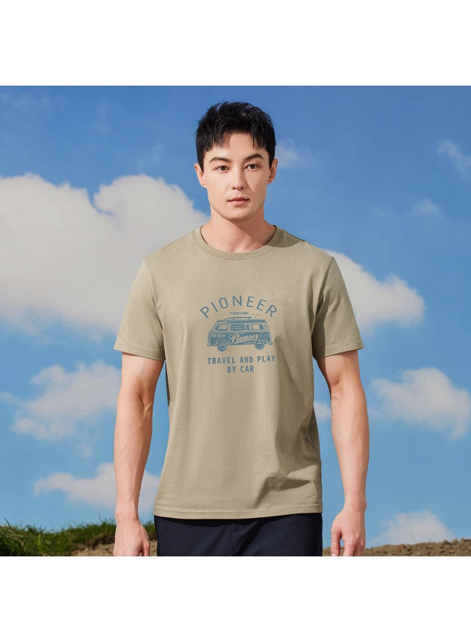 Cotton】summer Men's Trendy Letter Print Short Sleeve T-shirt - Youthful Casual Top - Image 3