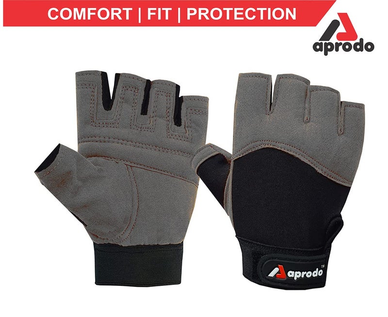 Aprodo Beginner Weight Lifting Gym Gloves, Free Size (Grey) - Image 3