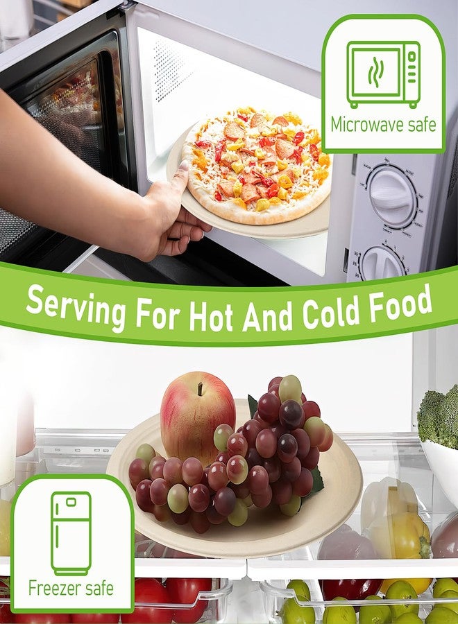 KisSealed 120 Pack Compostable Oval Disposable Plates,Bulk Heavy Duty Paper Plates 12 Inch,Eco Friendly Biodegradable Sugarcane Fiber Dinner Plates for BBQ, Party, Gathering, and Picnic - Image 4